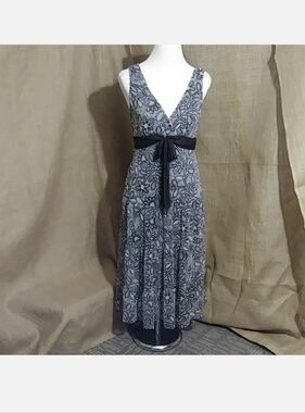 Dress Connected Apparel Drop Waist Brown and Cream Front Bow